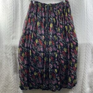 VTG Papillon Floral Midi Skirt India Hippie Festival Boho Gypsy One Size M L XL